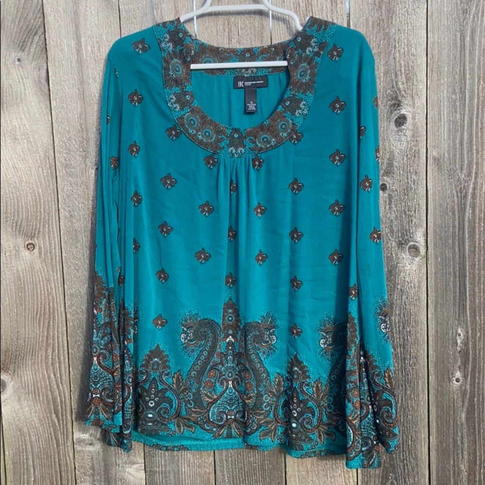 Teal & brown paisley print lightweight shirt